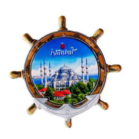 Istanbul Themed Customised UV Printed Plastic Base Marin Rudder Shaped Fridge Magnet 82x82 mm - 16