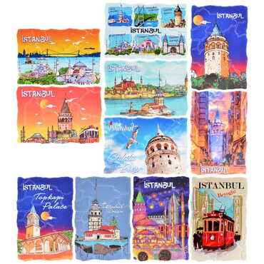 Istanbul Themed Customised UV Printed Plastic Base Mosaic Pattern Rectangle Fridge Magnet 80x50 mm - 2