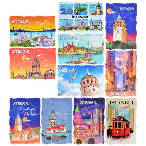 Istanbul Themed Customised UV Printed Plastic Base Mosaic Pattern Rectangle Fridge Magnet 80x50 mm - 2