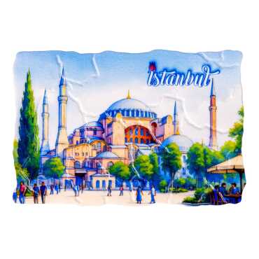 Istanbul Themed Customised UV Printed Plastic Base Mosaic Pattern Rectangle Fridge Magnet 80x50 mm - 12