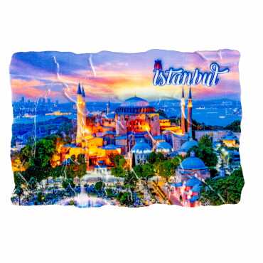 Istanbul Themed Customised UV Printed Plastic Base Mosaic Pattern Rectangle Fridge Magnet 80x50 mm - 14