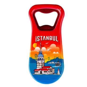 Istanbul Themed Customised Uv Printed Plastic Base Plastic Base Bottle Opener 95x43 mm - Myros