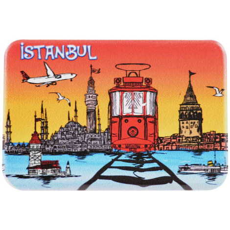 Istanbul Themed Customised UV Printed Plastic Base Rectangle Fridge Magnet 80x50 mm