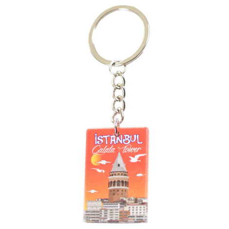 Istanbul Themed Customised UV Printed Plastic Base Rectangle Keyring 31x106 mm