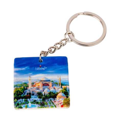 Istanbul Themed Customised Uv Printed Plastic Base Round Keyring 40x108 mm - 4