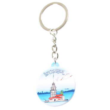 Myros - Istanbul Themed Customised UV Printed Plastic Base Square Keyring 38x100 mm