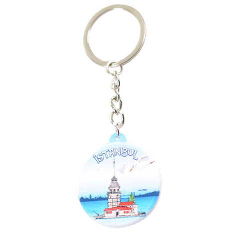 Istanbul Themed Customised UV Printed Plastic Base Square Keyring 38x100 mm