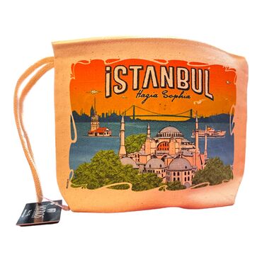 Istanbul Themed Digital Printed Kanvas Purse 14,5x20 cm - Thumbnail