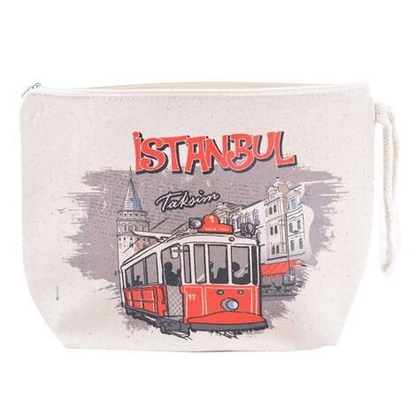 Istanbul Themed Digital Printed Kanvas Purse 20x27,5 cm