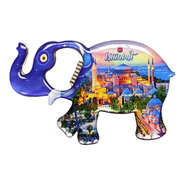Istanbul Themed Elephant Shaped Metal Magnetic Bottle Opener 98x61 mm - 11