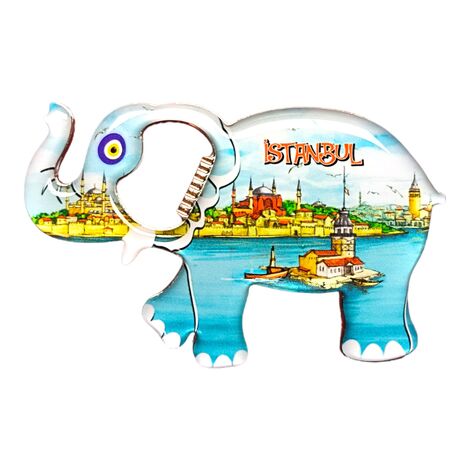 Istanbul Themed Elephant Shaped Metal Magnetic Bottle Opener 98x61 mm - 12
