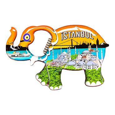 Istanbul Themed Elephant Shaped Metal Magnetic Bottle Opener 98x61 mm - 13