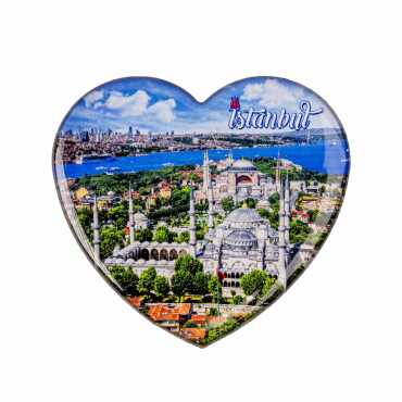 Istanbul Themed Epoxy Dome Heart Souvenir Fridge Magnet 65x60 mm - 5