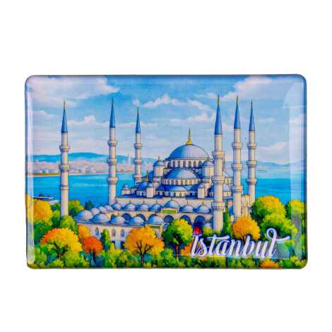 Istanbul Themed Epoxy Dome Rectangle Souvenir Fridge Magnet 80x55 cm - 11