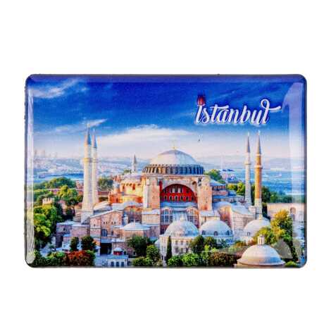 Istanbul Themed Epoxy Dome Rectangle Souvenir Fridge Magnet 80x55 cm - 1