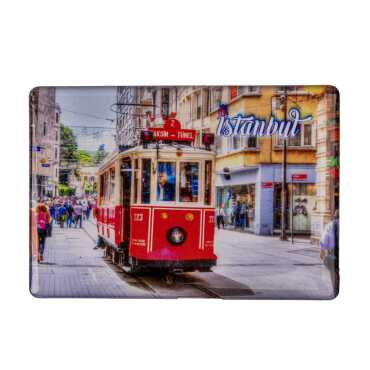Istanbul Themed Epoxy Dome Rectangular Souvenir Fridge Magnet 95x65 mm - 15