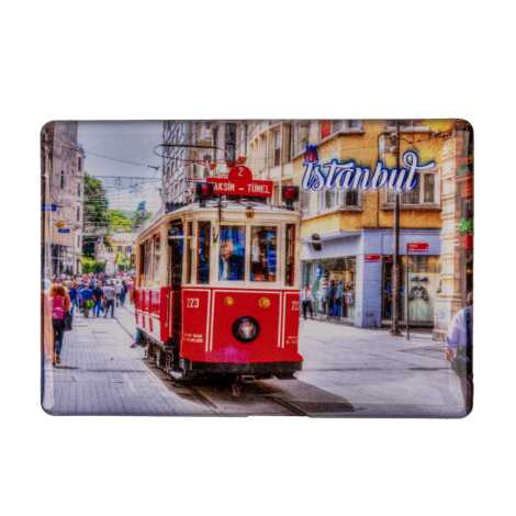 Istanbul Themed Epoxy Dome Rectangular Souvenir Fridge Magnet 95x65 mm - 15