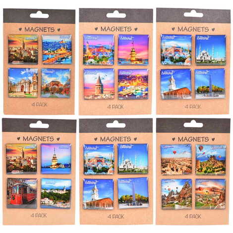 Istanbul Themed Epoxy Dome Souvenir Fridge Magnet Set of 4 pcs 40x40 mm each - 2