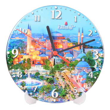 Myros - Istanbul Themed Epoxy Wall Clock Home Decoration 20 Cm