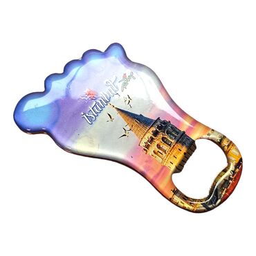 Istanbul Themed Foot Shaped Metal Magnetic Bottle Opener 100x59 mm - Thumbnail