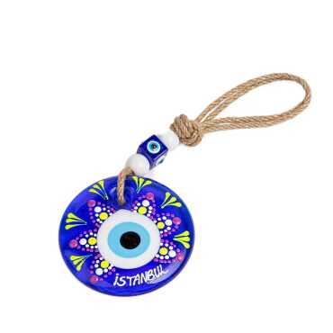 İstanbul Themed Mandala Design Glass Evil Eye Wall Hanging 18 cm - 2