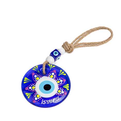 İstanbul Themed Mandala Design Glass Evil Eye Wall Hanging 18 cm - 2