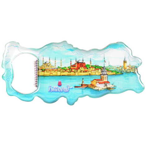 Istanbul Themed Map Shaped Metal Magnetic Bottle Opener 100x45 mm - 6