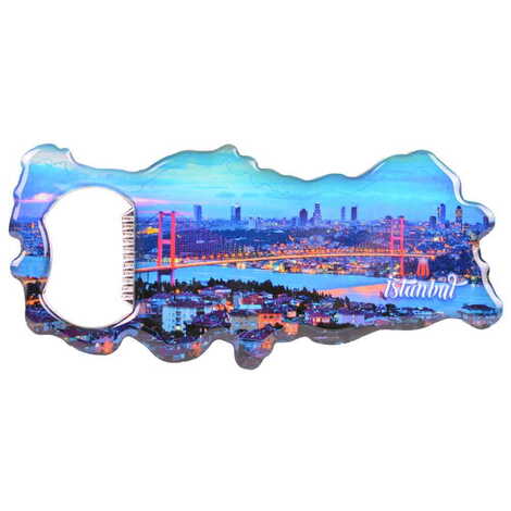 Istanbul Themed Map Shaped Metal Magnetic Bottle Opener 100x45 mm - 7
