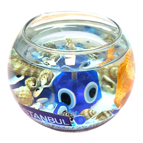 Istanbul Themed Medium Round Glass Gel Candle - 2