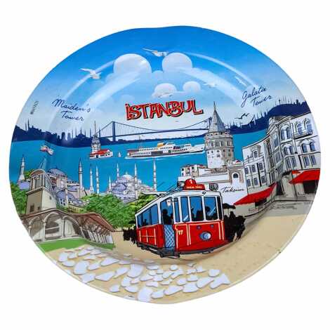 İstanbul Themed Metal Ashtray 115mm - 1