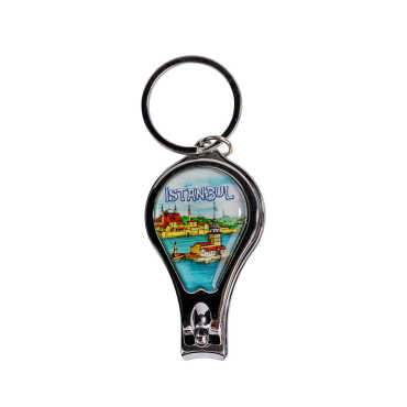 Istanbul Themed Metal Bottle Opener Oval Keychain Nail Clipper - Myros