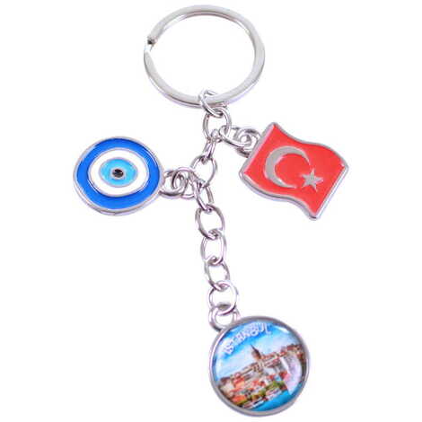 Istanbul Themed Metal Evil Eye Enamel Keychain - 5