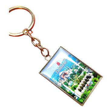 Istanbul Themed Metal Rectangle Double Sided Keychain 30x100 mm - Thumbnail