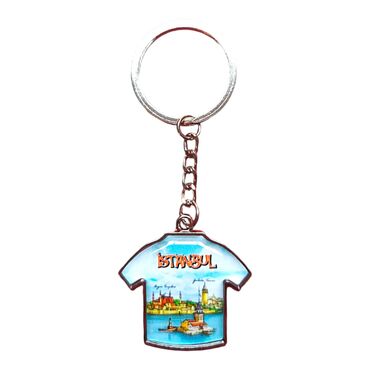 Istanbul Themed Metal T-Shirt Shaped Keychain 34x92 mm - Thumbnail