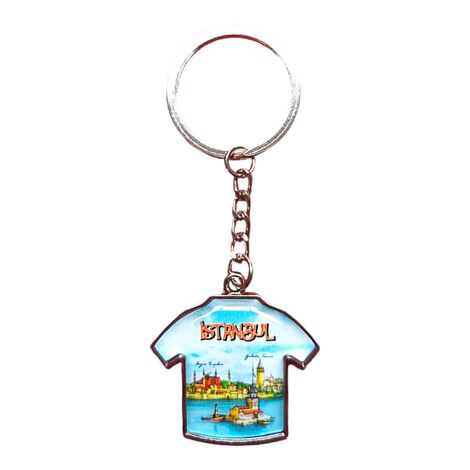 Istanbul Themed Metal T-Shirt Shaped Keychain 34x92 mm