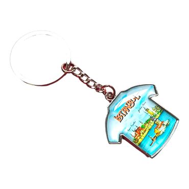 Istanbul Themed Metal T-Shirt Shaped Keychain 34x92 mm - Thumbnail