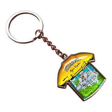 Istanbul Themed Metal T-Shirt Shaped Keychain 34x92 mm - Thumbnail