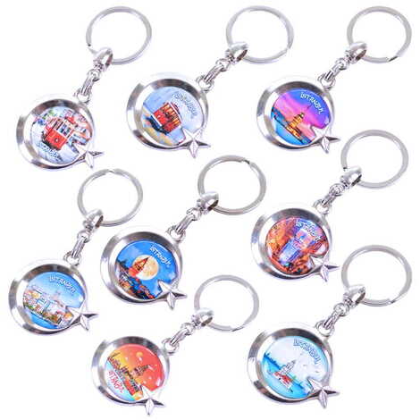 Istanbul Themed Metal Turkish Flag Enamel Keychain - 2