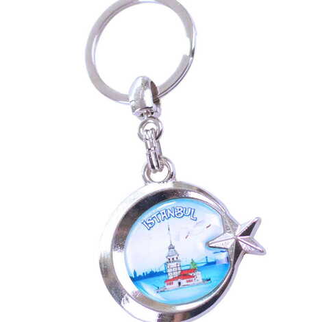 Istanbul Themed Metal Turkish Flag Enamel Keychain - 5