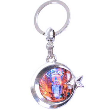 Istanbul Themed Metal Turkish Flag Enamel Keychain - 6