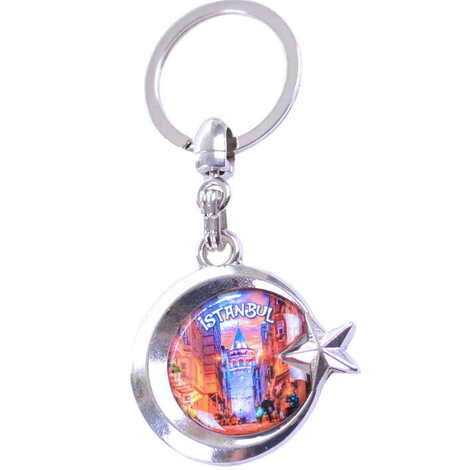 Istanbul Themed Metal Turkish Flag Enamel Keychain - 6