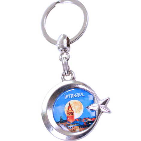 Istanbul Themed Metal Turkish Flag Enamel Keychain - 7