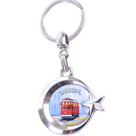 Istanbul Themed Metal Turkish Flag Enamel Keychain - 10