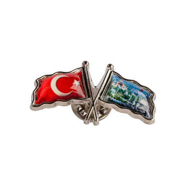 İstanbul Themed Myros Double Flag Pin 35x20 mm - 5