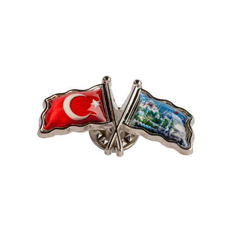 İstanbul Themed Myros Double Flag Pin 35x20 mm - 5