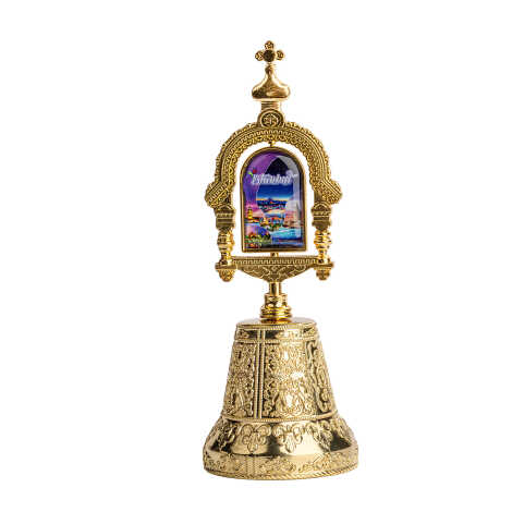İstanbul Themed Myros Gold Color Metal Bell 50x135 mm - 1