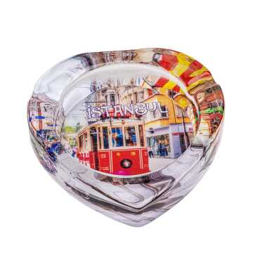 Istanbul Themed Myros Heart Glass Ashtray - 1