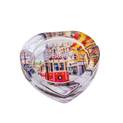 Istanbul Themed Myros Heart Glass Ashtray - 2