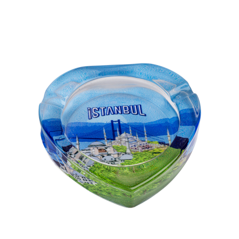 Istanbul Themed Myros Heart Glass Ashtray - 3