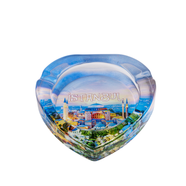 Istanbul Themed Myros Heart Glass Ashtray - 4